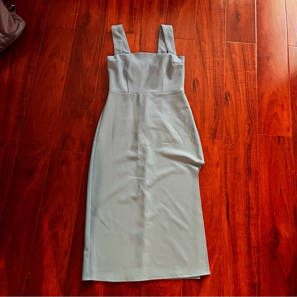 Abercrombie & Fitch Wide strap slim midi blue dress - Picture 8 of 9